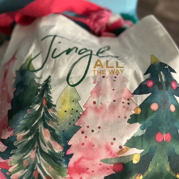 Jingle All the Way Fabric Christmas Tote bag large size NWT - Picture 2 of 7